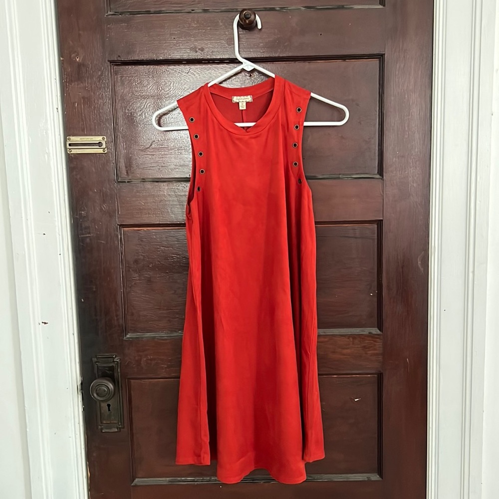 Dress, burnt orange, suede, knee length, medium